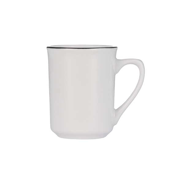 Libbey 114224 Porcelana Linea 8.5 oz. Mug, Porcelain, Black Band