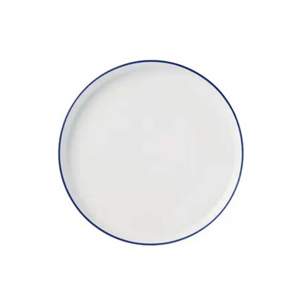 Libbey 114219 Porcelana Linea 10-1/2" Stacking Plate, Porcelain, Blue Band