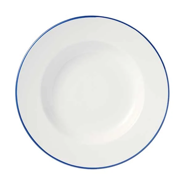 Libbey 114225 Porcelana Linea 20 oz. Pasta Bowl, Porcelain, Blue Band