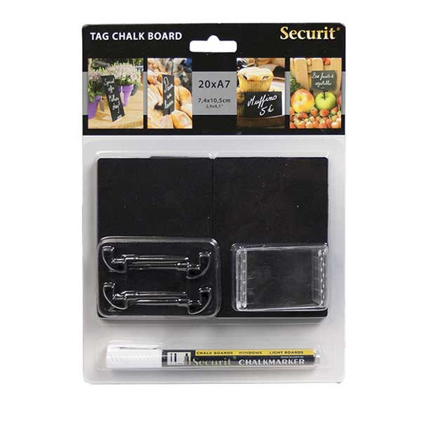 American Metalcraft TAGA7WT Securit 4" x 3" Mini Chalk Cards, Plastic, Black