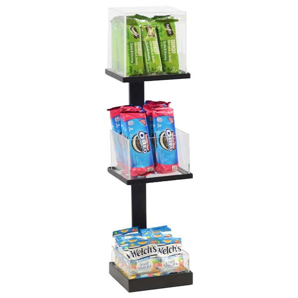 Cal-Mil 22318-13 Modular 3-Tier 6" x 6" Merchandising Stand, Metal, Black
