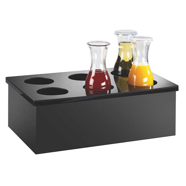 Cal-Mil 707-12 6-Hole Carafe Collar 12" x 20", Acrylic Black