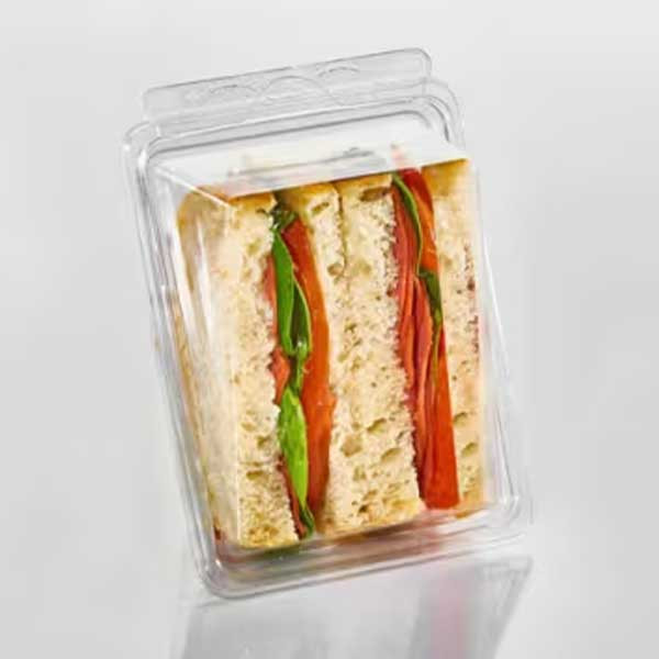 Lacerta T23960 Fresh N' Sealed Sandwich Wedge Hinged, PET, Clear - 375/Case