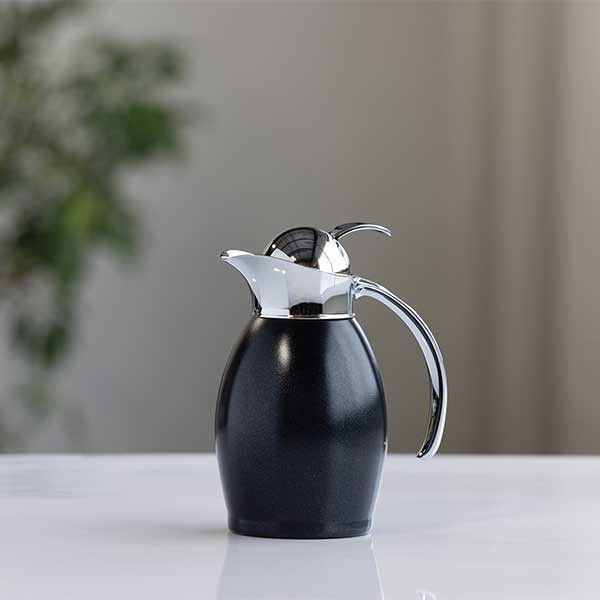 Service Ideas NIC06BSPBBL Nicollet 20.3 oz. Vacuum Insulated Carafe, Push Button Lid, Radiant Black