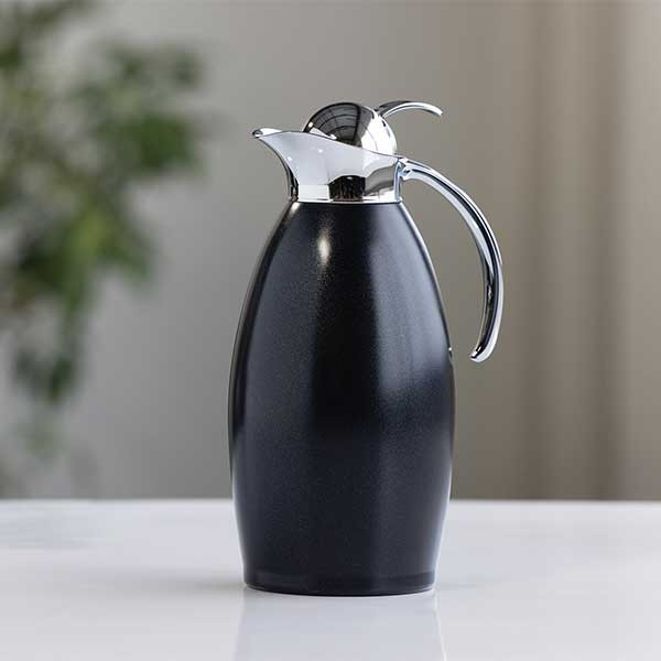Service Ideas NIC15BSPBBL Nicollet 50.7 oz. Vacuum Insulated Carafe, Push Button Lid, Radiant Black