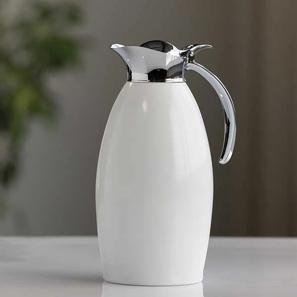 Service Ideas NIC15BSWH Nicollet 50.7 oz. Vacuum Insulated Carafe, Flip-Top Lid, Radiant White