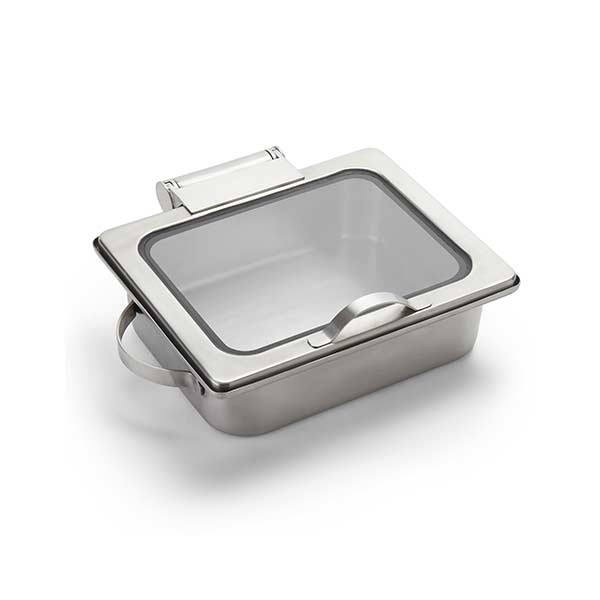 American Metalcraft SYNSREC16 Synergy 6-1/2 qt. Rectangular Chafer, Satin Finish, Hinged Glass Lid