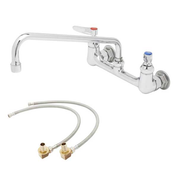 T&S Brass B-0231-KIT Double Pantry Faucet, Wall Mount, 8" Centers, 12" Swing Nozzle, Installation Kit Copy Name