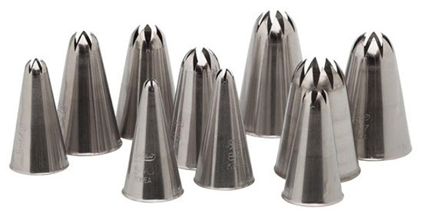 Ateco 850 10-Piece Stainless Steel Closed Star Piping Tip Decorating Set