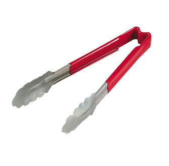 Vollrath 4780940 Jacob's Pride 9-1/2" Utility Tongs, Stainless Steel, Red