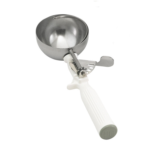 Vollrath 47139 Jacob's Pride #6 White Handle Food Disher Thumb Press 5.33 oz.