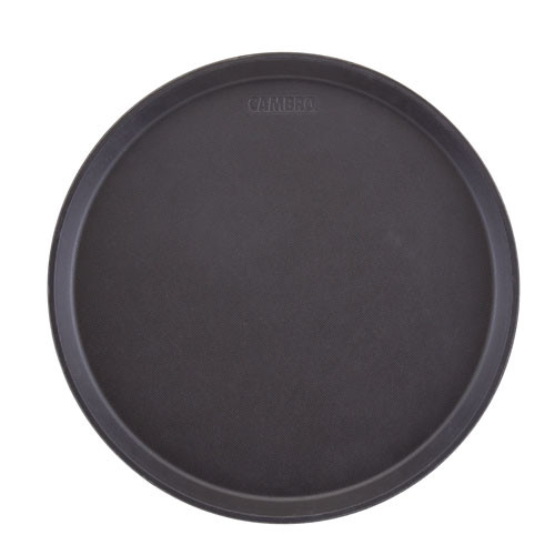 Cambro 1400CT110 Camtread 14" Serving Tray, Non-Slip, Round, Black, Fiberglass