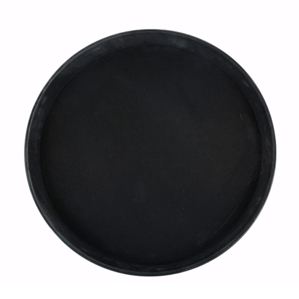 Winco TRH-16K Easy-Hold 16" Non-Slip Tray, Round, Black