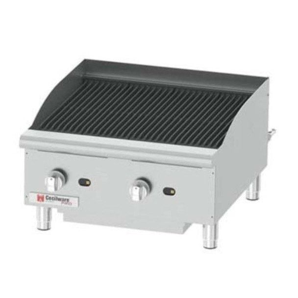 Cecilware Pro CCP24 24" x 20" Countertop Charbroiler, Gas 80,000 BTU