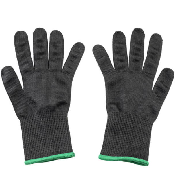 Tablecraft 11209 The Protector Size M Cut Resistant Glove, Black w/ Green Cuff