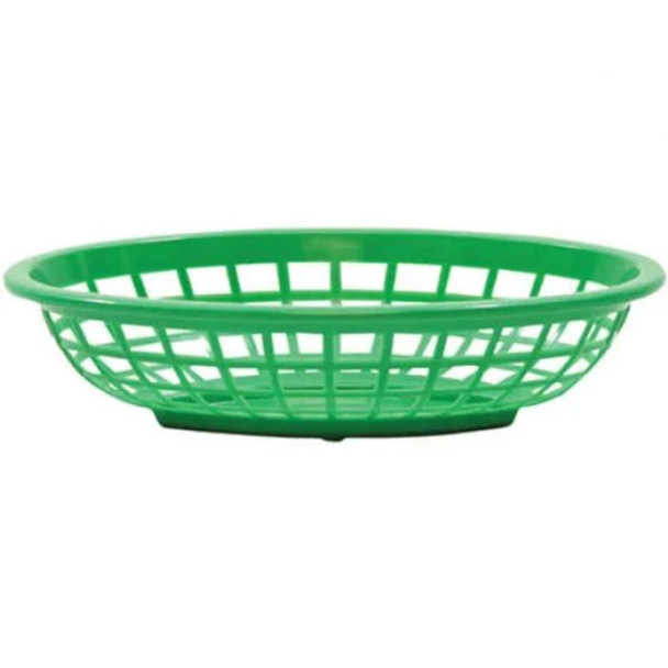 Tablecraft 1071G 8" Oval Plastic Side Basket, Green