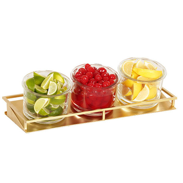 Cal-Mil 22621-5-116 Monaco Collection (3) 32 oz. Jar Condiment Caddy, Shiny Gold