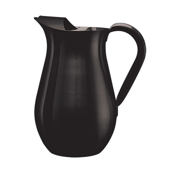 Service Ideas WPB2BSBX Metallic Elements 2L Bell Pitcher w/Ice Guard, Brushed 18/8 SS, Black Onyx