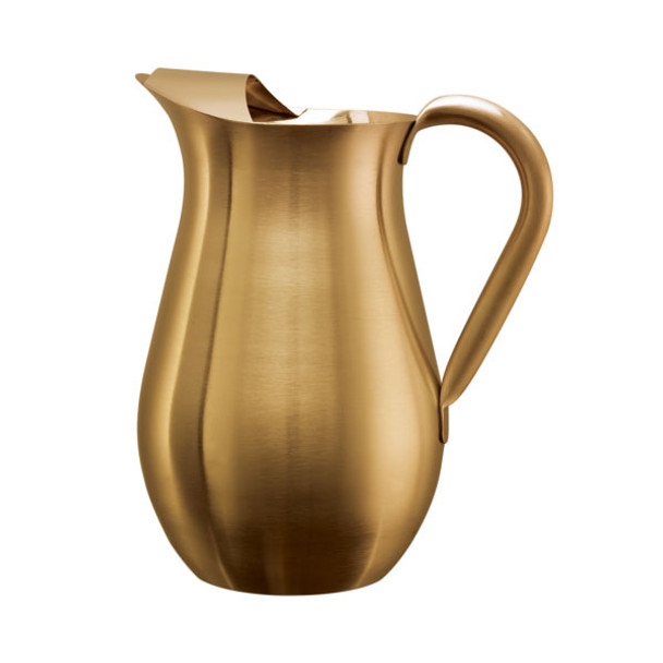 Service Ideas WPB2BSVG Metallic Elements 2L Bell Pitcher w/Ice Guard, Brushed 18/8 SS, Vintage Gold