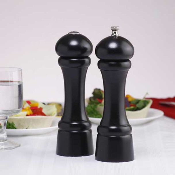 Chef Specialties 08301 Windsor 8"H Salt Shaker & Pepper Mill Set, Ebony Finish