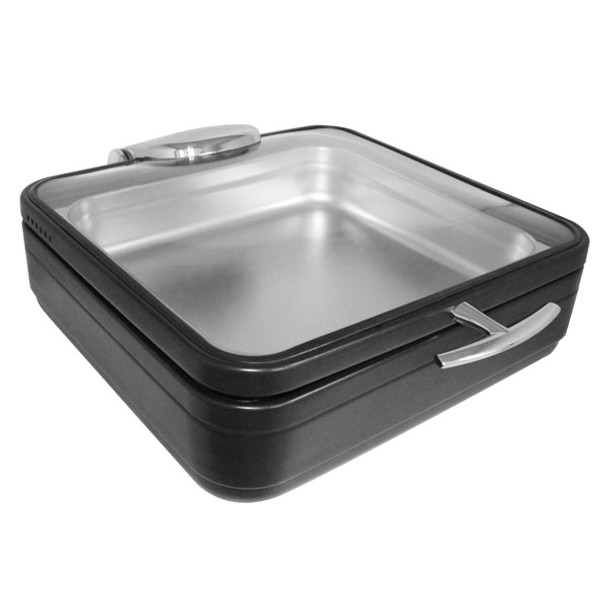 Spring USA 2574-8/23 Radiance All Glass Cover 6 Qt. Stainless Steel Square Induction Chafer, Titanium Finish