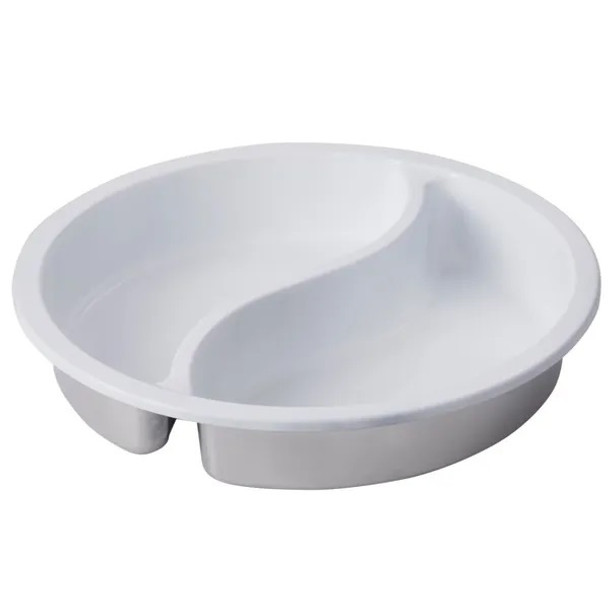 Spring USA  572-62/12 White Coated 6 Qt Divided Insert for Reflection & Radiance Induction Round Servers