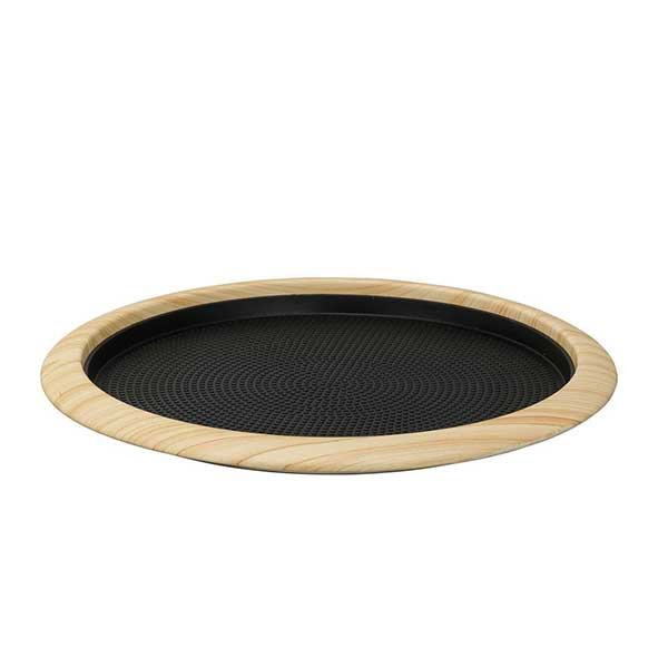 Service Ideas TR1412RILW Natural Elements 14" Non-Slip Tray, Removable Insert, Round, Light Wood