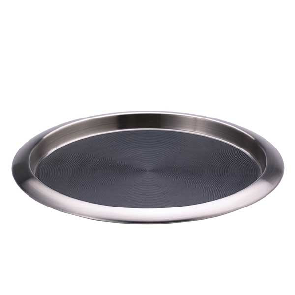 Service Ideas TR1412SR 14" Non-Slip Tray, Round, Brushed Stainless