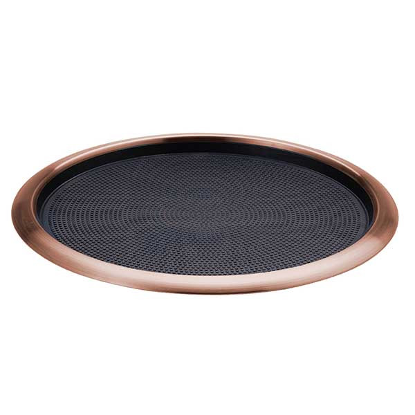 Service Ideas TR1614RIRG 16" Non-Slip Tray, Removable Insert, Round, Rose Gold