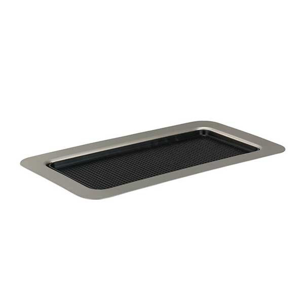 Service Ideas TR137RI Non-Slip 13" x 7" Serving Tray, Removable Insert, Rectangle, Brushed Stainless