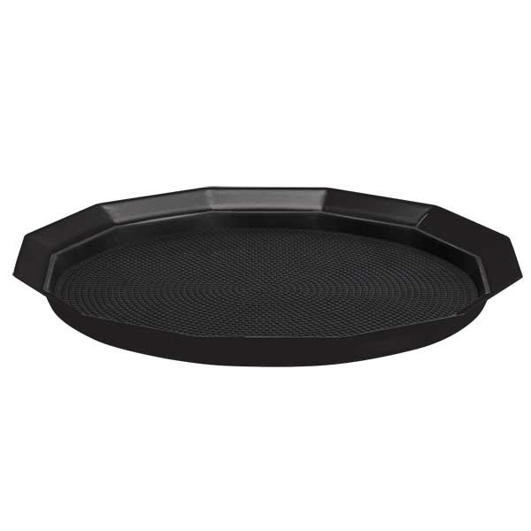 Service Ideas TRPN119RIBSBX Metallic Elements 12-Sided 11" Non-Slip Tray, Removable Insert, Round, Black Onyx