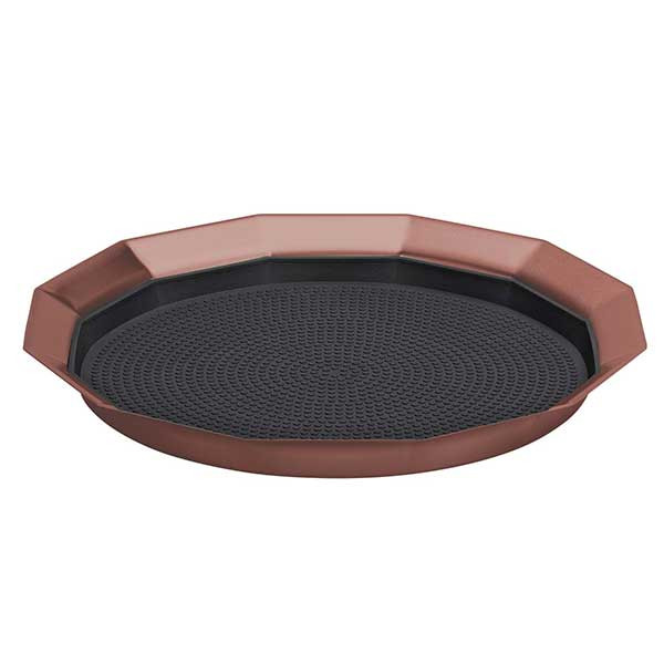Service Ideas TRPN119RIBSRG Metallic Elements 12-Sided 11" Non-Slip Tray, Removable Insert, Round, Rose Gold
