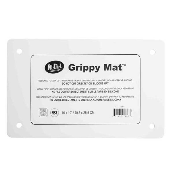 Tablecraft 12074 Grippy Mat 16" x 10" Anti-Slip Cutting Board Mat, White