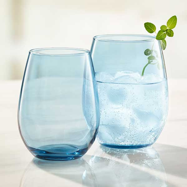 Libbey 213/AK1K2K Linear Color 15 oz. Stemless Glass, Sapphire