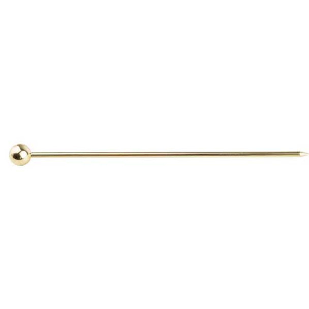 Tablecraft 12256 Cocktail Picks 4-1/4", Stainless Steel, Gold - 12/Set