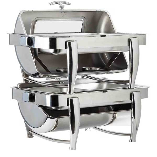 Tablecraft 12189 Stackable 9 qt. Dripless Roll Top Chafer w/Window