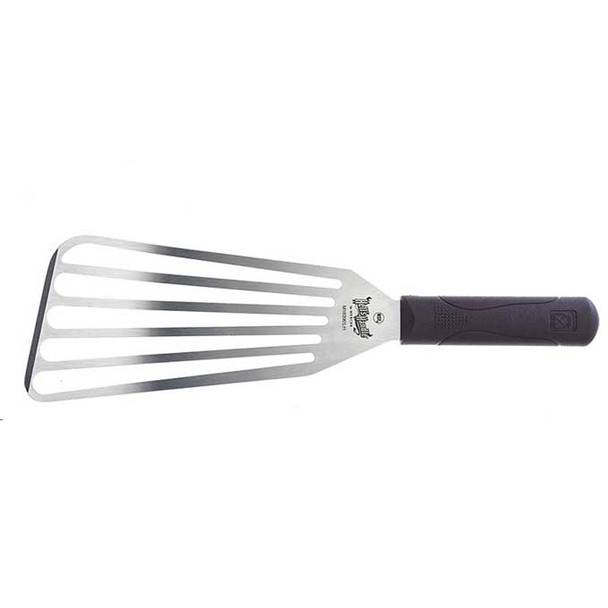 Mercer Culinary M18390LH Hell's Handle 9" High Temp Fish Turner, Left Handed, Slotted, Rounded Edge