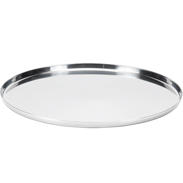 Service Ideas TRME14RI Modern Edge 14" Non-Slip Tray, Removable Insert, Round, Polished Steel