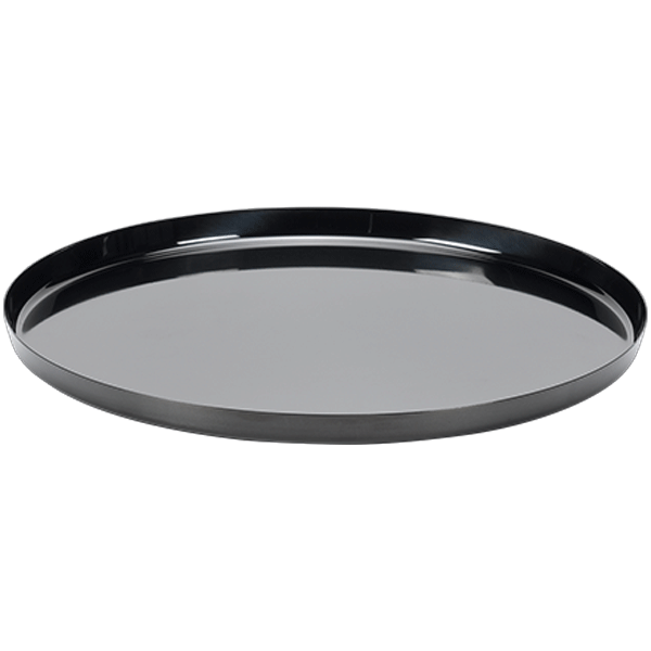Service Ideas TRME9RIBX Metallic Elements Modern Edge 9" Non-Slip Tray, Removable Insert, Round, Black Onyx