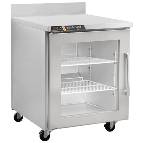 Centerline by Traulsen CLUC-27R-GD-WTR  27" Undercounter Refrigerator, Glass Door, Work Top, Hinged R, Self-contained