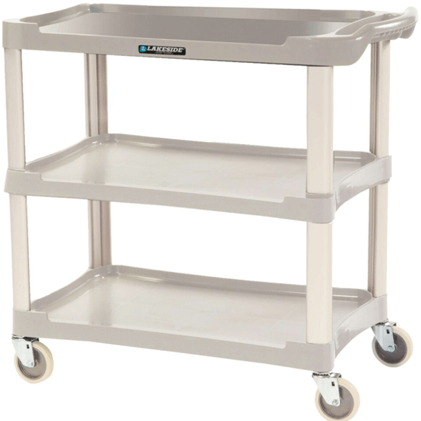 Lakeside 2501 3-Shelf Plastic Utility Cart, 300 lb. Capacity, Gray