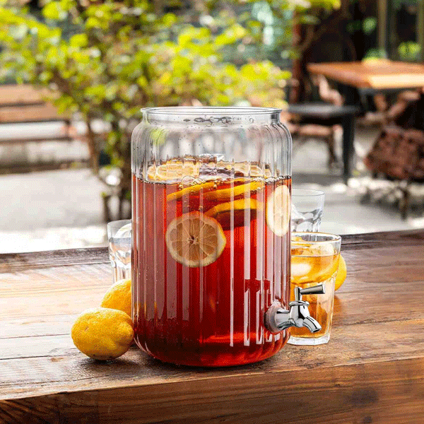 Tablecraft 12295 2 gal. Fluted Beverage Dispenser, Round