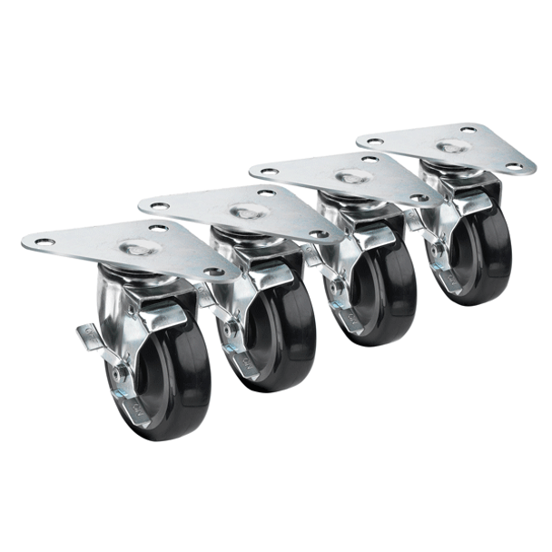 Krowne 28-161S Large Triangle Heavy Duty Plate Caster 5-3/8" Swivel with Lock 5" Dia. - 4/Set
