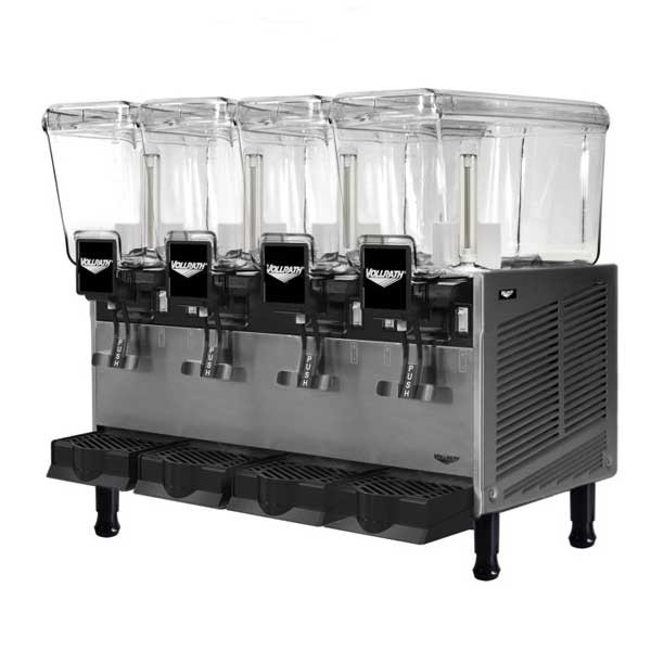 Vollrath VBBD4-37-S Pre-Mix Refrigerated Beverage Dispenser, (4) 3.17-Gallon Bowls w/Stirring Paddle Circulation, Electric 115V