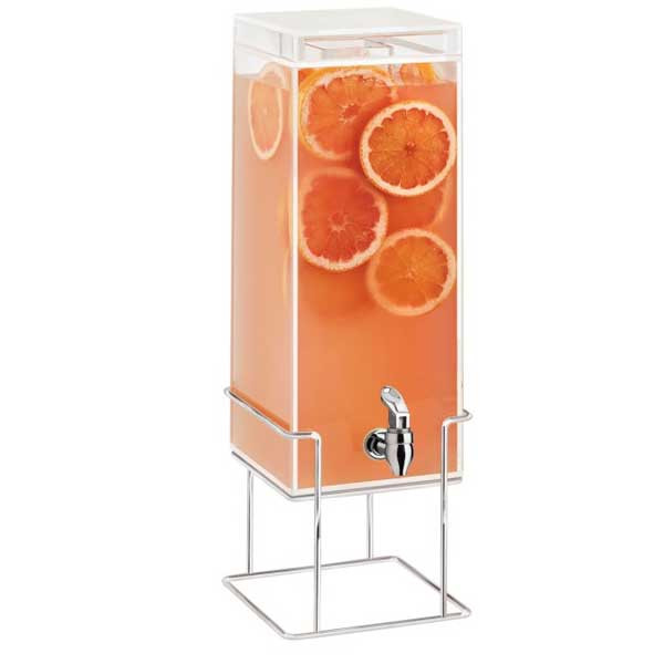 Cal-Mil 22002-3-49 Mid-Century 3 gal. Beverage Dispenser, Ice Chamber, Square, Chrome
