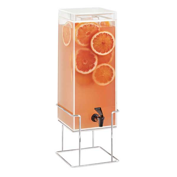 Cal-Mil 22002-3INF-49 Mid-Century 3 gal. Beverage Dispenser, Infusion Chamber, Square, Chrome