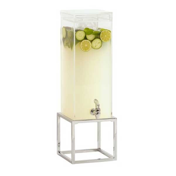 Cal-Mil 23750-3-49 Milo 3 gal. Beverage Dispenser, Ice Chamber, Square, Chrome