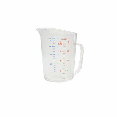 Measuring Cup, 4 quart, with pouring lip, graduation markings on side,  aluminum