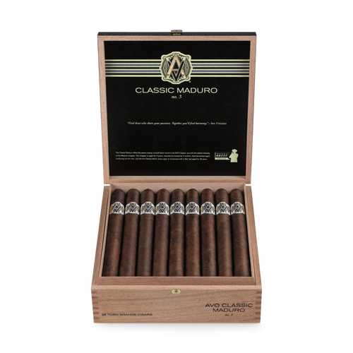 Avo Classic Maduro No. 3  open Box of 25 cigars