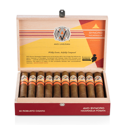 Avo Syncro Nicaragua Fogata Robusto  open Box of 20 cigars
